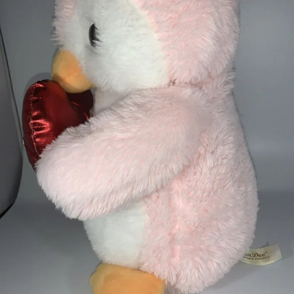 Dan Dee Hugs & Kisses Red Heart‎ Pink White Penguin Plush Toy 16”